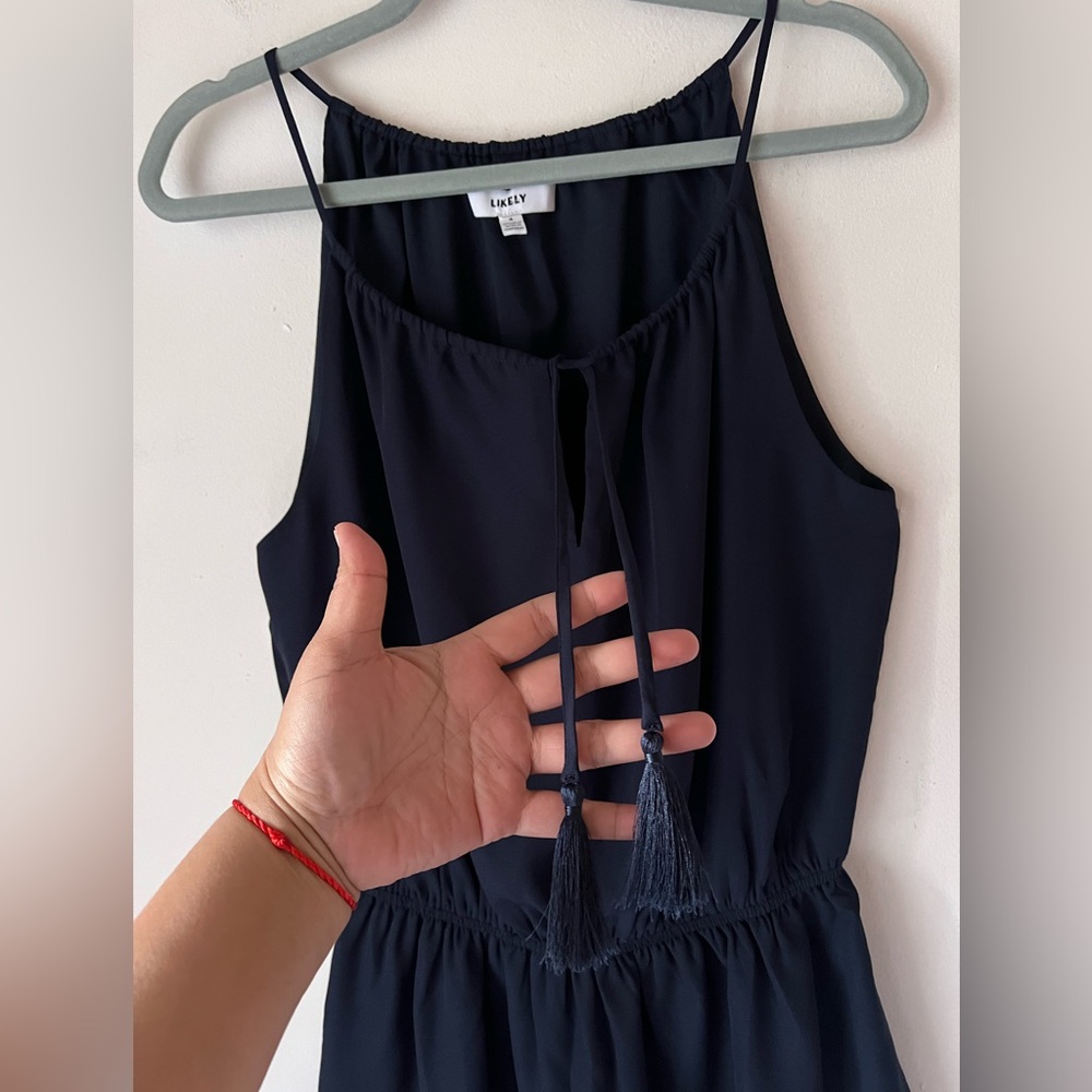 Likely Ashlee Navy Strappy Lined Mini Dress Tassel Sz 4 - Picture 5 of 11